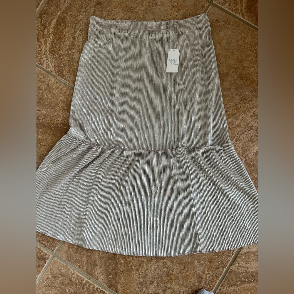 Time and Tru Metalic MIDI Skirt